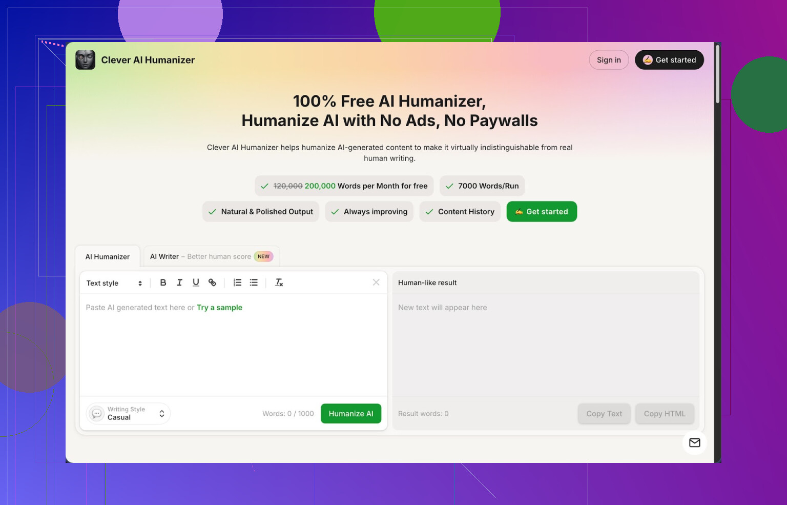 1. Clever AI Humanizer review