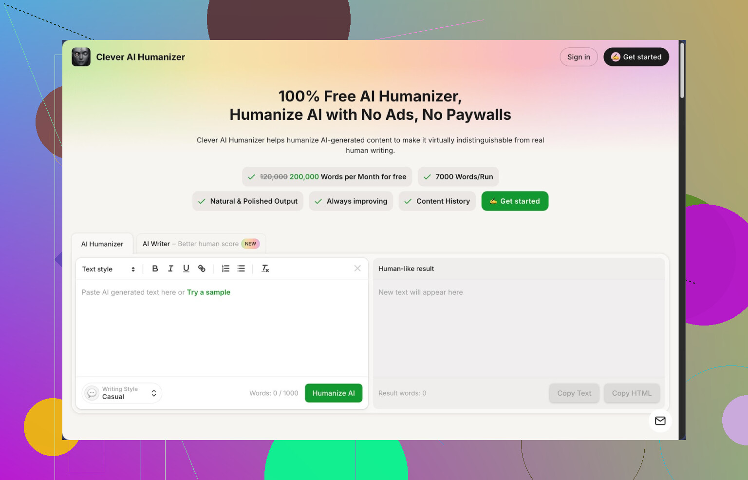 1. Clever AI Humanizer Testbericht